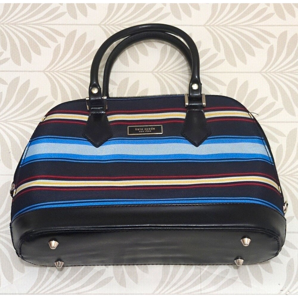 Kate Spade New York Striped Multicolor Top Handle Satchel Zip Silver Hardware